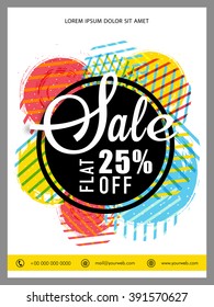 Sale Banner, Sale Poster, Sale Flyer, Sale Vector. Flat 25% Off, Sale Background.  Vector illustration.