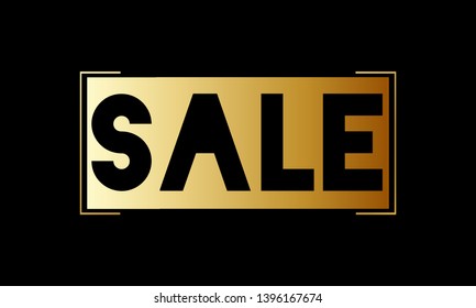 Sale banner. Sale Poster with gold frame on Dark Background. Shop now. Vector illustration.