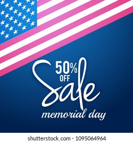Sale Banner Or Sale Poster Of Happy Memorial Day.