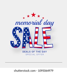Sale Banner Or Sale Poster Of Happy Memorial Day.