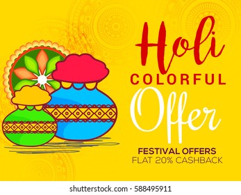 Sale Banner Or Sale Poster for Indian festival of Holi Celebration Background.