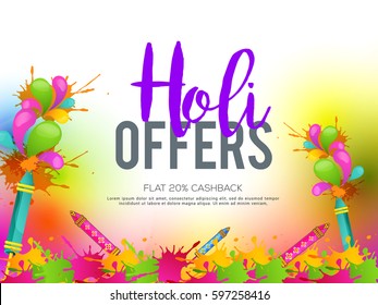 Sale Banner Or Sale Poster for Indian festival of Holi Celebration Background.