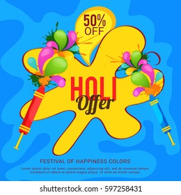 Sale Banner Or Sale Poster for Indian festival of Holi Celebration Background.