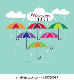 sale banner or poster of Monsoon season offer.  