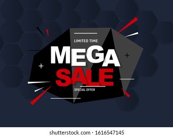 Sale banner poster template in geometric style. Vector illustration EPS10
