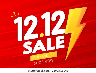 Sale Banner Promotion Template. Special day 12.12 Shopping day sale poster. 12.12 last month of the year online sale.