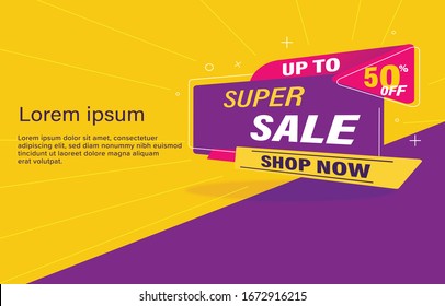 Sale Banner for Promotional Product, Sale Tag Discount Tag Promotion Poster Banner Flyer Template, Mega Sale Super Sale Placard, Promotional Tag