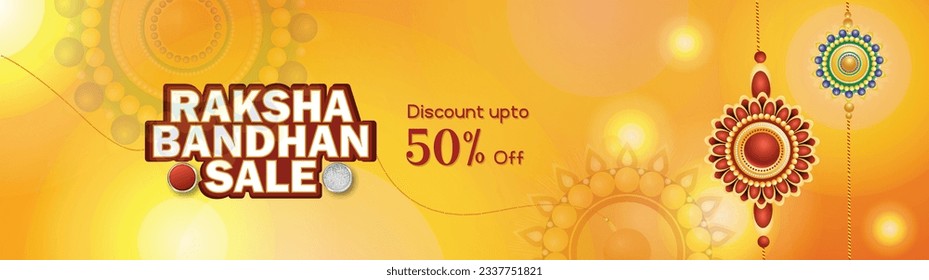 Sale Banner of Rakhi (Indian brother and sister festival Raksha Bandhan concept)