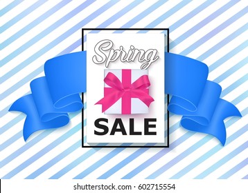 Sale banner with realistic ribbon. Universal background with place for text.