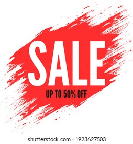 Sale Banner With Red Brush Strokes. Vector Illustration.