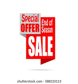 Sale banner. Red discount poster. Special offer. End of season. Vector, eps10