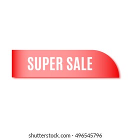 Sale banner. Red ribbon. Vector illustration.