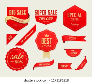 Sale banner and red  tag label and badge vintage design.