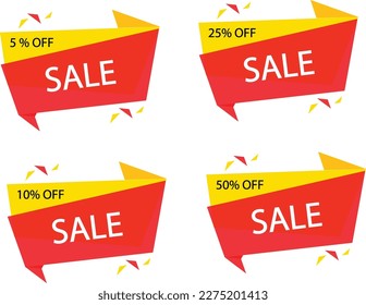 Sale banner red and yellow %off for advertising