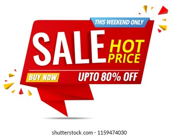 sale banner red and yellow.Hot Price label