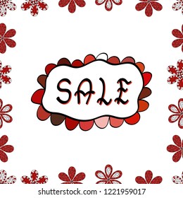 Sale banner. Seamless pattern. Vector lettering. Illustration in white, red and black colors.