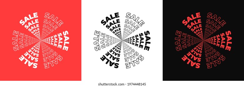 Sale Banner Set. Collection of Typographic Square Banners for Sales, Social Media Post, Digital Ad. Sale Typography Design Elements in Futuristic Modern Streetwear Style. 