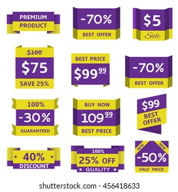 Sale banner set. Price tag set, discount labels