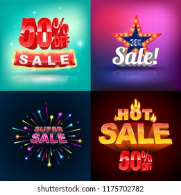 Sale banner set for promotion advertising.