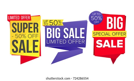 Sale Banner Set Vector. Discount Tag, Special Offer Banner. Special Offer Templates. Best Offer Advertising. Isolated Illustration
