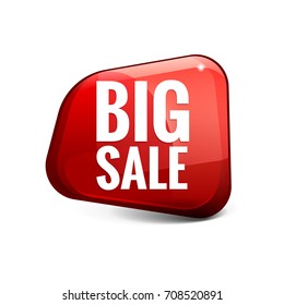 Sale banner. Shiny gloss red 3d banner. Vector illustration.