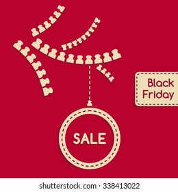 Sale banner, simple flat vector template for Black Friday