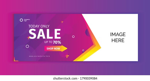 Sale banner social media Cover Template in Purple Color.Custom minimal social media design template illustration, Minimalist design. Social Cover Banner Template Design.