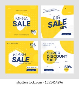 Sale banner Social Media Post template with yellow and white elements