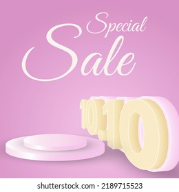 sale banner social media post template in pastel color with 3d podium