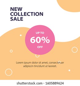 Sale banner for social media, vector banner new collection sale.