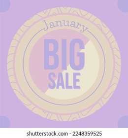 Banner de venta con franja de color y descuento de cinta plana