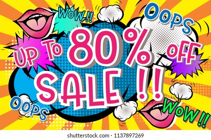 Sale banner.Big sale special offer.Pop art retro background.Comic Cartoon style.Template design for banner, flyer, invitation, poster, web site or greeting card.vector illustration
