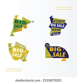 Sale banner, Special offer, big sale, discount, best price, mega sale banner set. Shop or online shopping. Sticker, badge, coupon, store. Vector Illustration.
