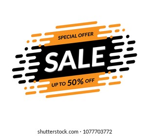 Sale banner. Special offer design. Up to 50 percent off. Vector illustration.