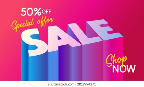 Sale banner. Special offer. Special Sale Discounts Up To 50% Off Shopping Background Label. Shop now. Exotic color design for banner, flyer, invitation, poster, web site or greeting card. Vector EPS10