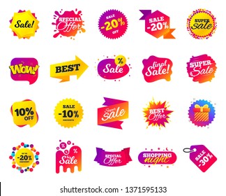 Sale banner. Special offer template tags. Cyber monday sale discount. Black friday shopping icons. Best ultimate offer badge. Super shopping discount icons. Mega banners set vector