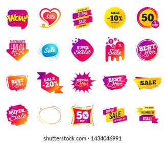 Sale banner. Special offer template tags. Cyber monday sale discount. Black friday shopping icons. Best ultimate offer badge. Super shopping discount icons. Mega banners set vector