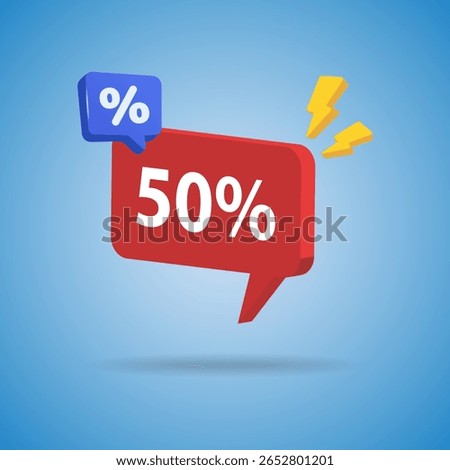 A sale banner with a speech bubble. 50% discount. Black Friday sale. Vector illustration