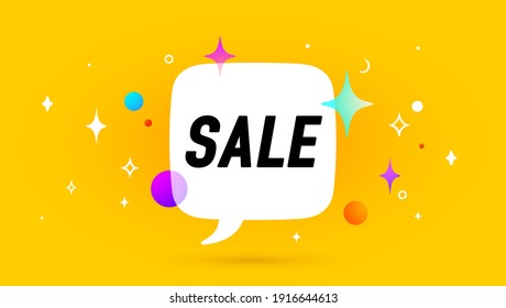 Sale. Banner, speech bubble, poster and sticker concept, geometric style with text Sale. Icon balloon with quote message sale for banner, poster. Vector Illustration