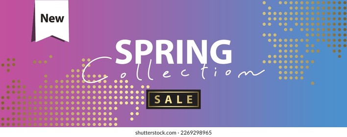 Sale banner - spring collection - new - discount banner, hearts pattern