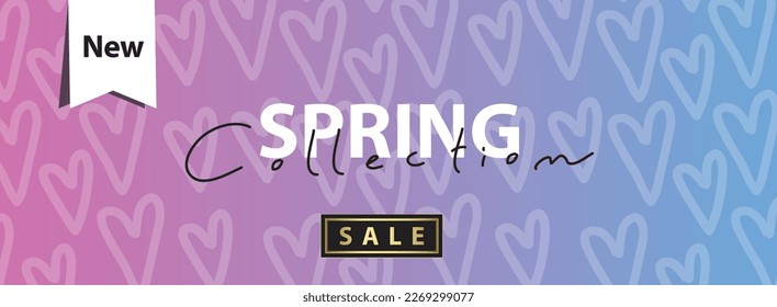 Sale banner - spring collection - new - discount banner, hearts pattern