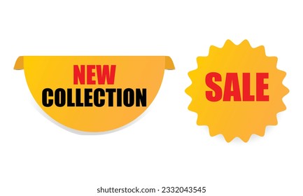 sale banner sticker, blank vector shopping clipart set