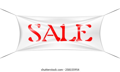 Sale banner stretched with wire, 3d look shading. Vector illustration.