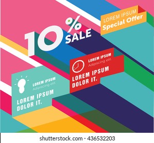 Sale banner. Super Sale and special offer 10% off. Vector illustration.