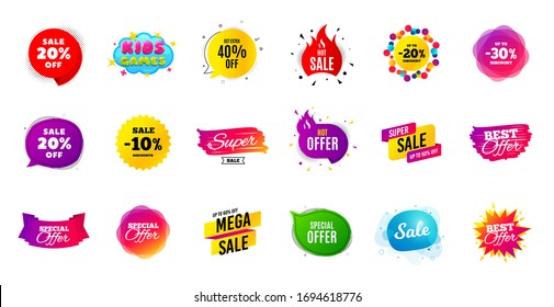 Sale banner tags. Discount price badge. Promotion coupon templates. Black friday shopping icons. Best offer badge. Cyber monday sale banner. Price offer icons. Discount templates. Vector