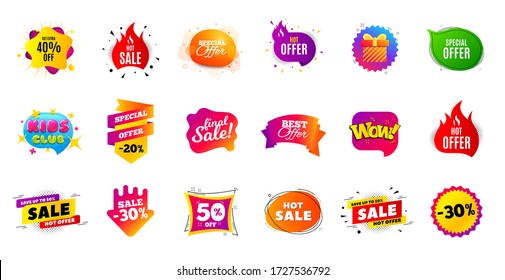 Sale banner tags. Discount price badge. Promotion coupon templates. Black friday shopping icons. Best offer badge. Cyber monday sale banner. Price offer icons. Discount templates. Vector