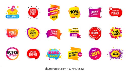 Etiquetas de banner de venta. Tarjeta de precio de descuento. Plantillas de cupones de promoción. Íconos de compras del viernes negro. Mejor placa de oferta. Cartel de venta de ciberlunes. Iconos de oferta de precios. Plantillas de descuento. Vector