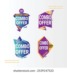 Sale banner, sale Tags Icon Set. Special Offer, Big Sale, Discount, mega sale banner. Store, Online Shopping Flat Design combo offer banner.
