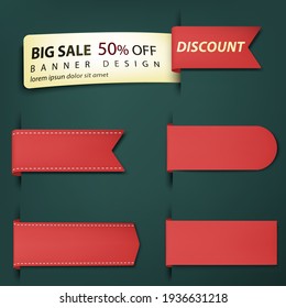 Sale Banner tags set. Red discount badges and big deals labels. Vector