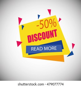 Sale banner template. 50% off. Vector illustration.